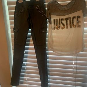 Justice outfit girls pants and matching shirt